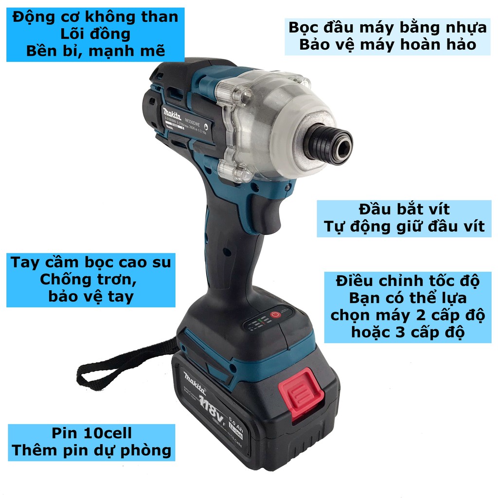 Máy bắt vít chuyên nghiệp chuyên vít Makita không chổi than Tặng mũi vít