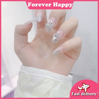 [Hàng mới về] Bộ 24 móng tay giả gắn vương miện màu gradient xinh xắn cho nữ