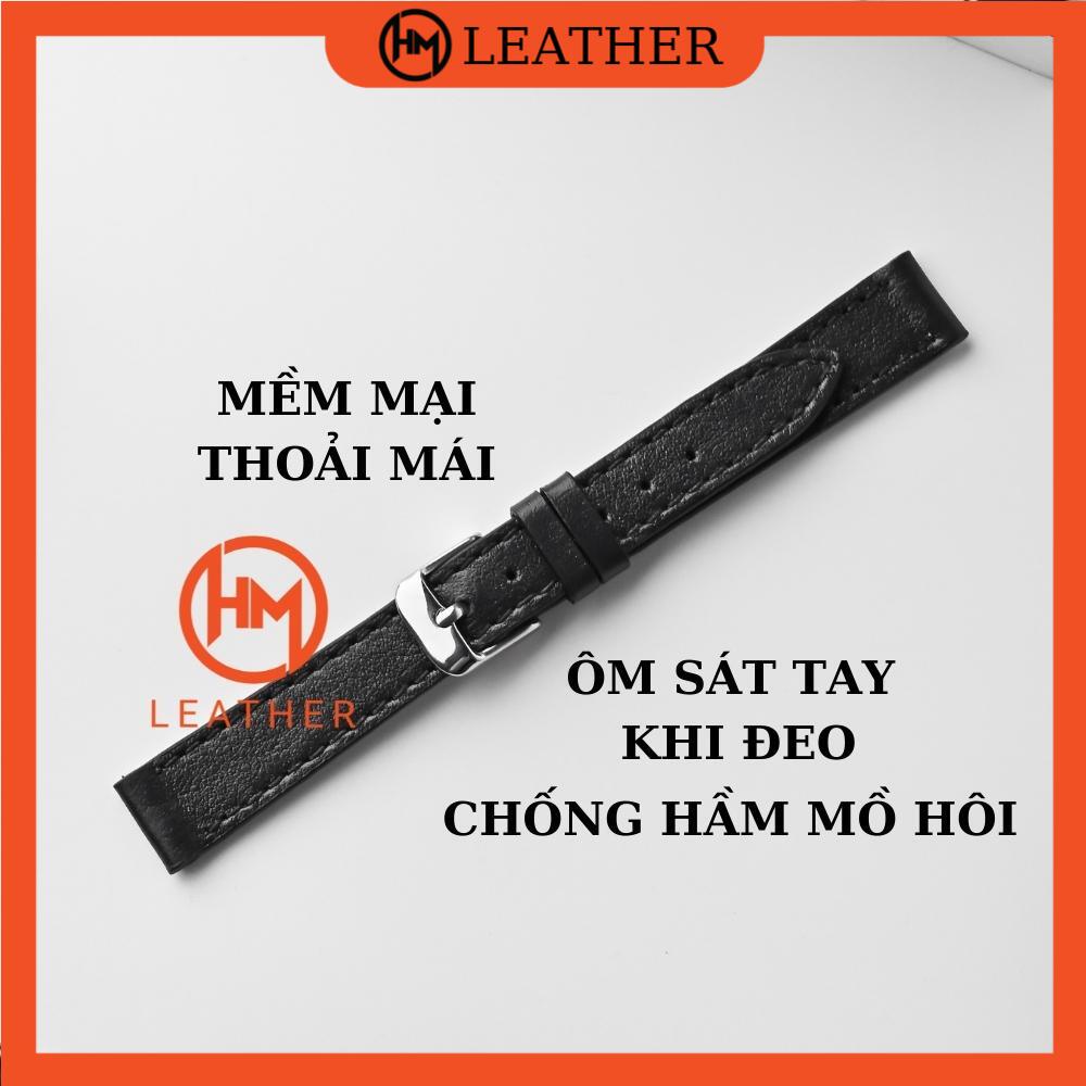 Dây đồng hồ da bò nữ chống thấm nước - Đủ size 12/14/16/18/20/22/24 - Thương hiệu Hima Leather FLEXIBLE