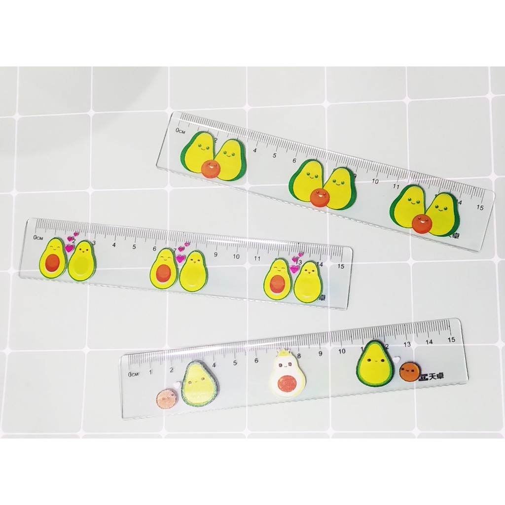 thước quả bơ thước avocado TN9 thước nhựa trong cứng in hình