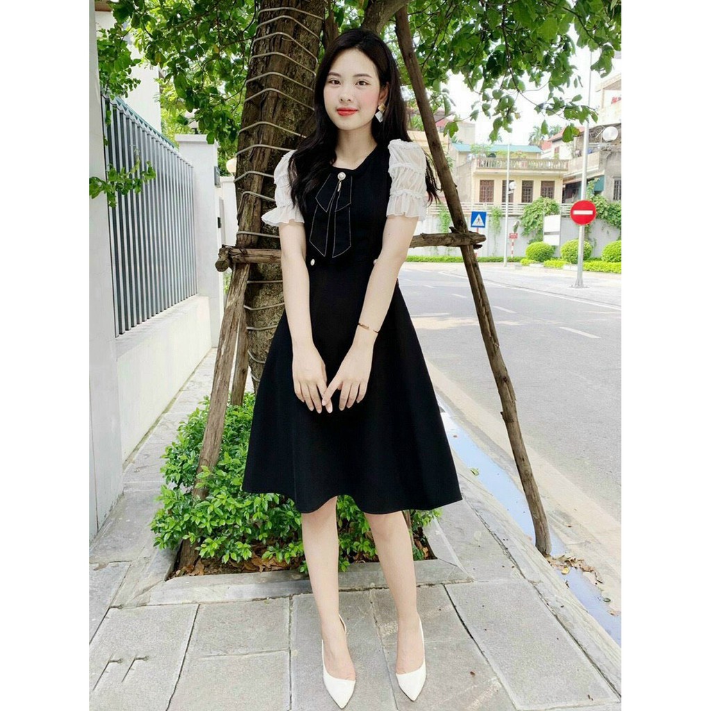 [Đầm Mới] Đầm Xòe Dự Tiệc Nơ Ngực Cao Cấp