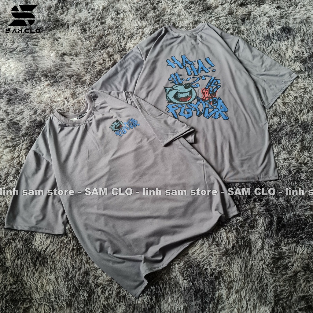 Áo thun nữ tay lỡ freesize phông form rộng dáng Unisex, mặc lớp, nhóm, cặp in hình CON CHÓ HAHAHA