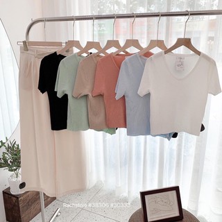 [RÁCH STORE] Áo gân croptop cổ tròn 38307