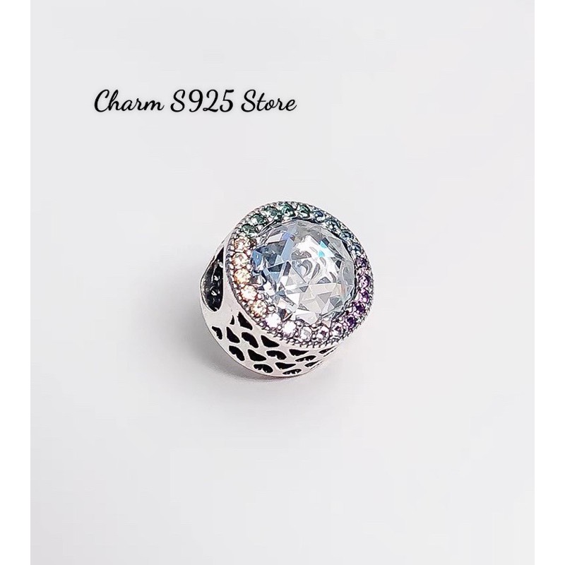 CHARM PAN ALE ĐÍNH ĐÁ RADIANT VIỀN ĐÁ NHỎ BẢY MÀU BẠC S925 THUẦN KHIẾT HÀNG CAO CẤP