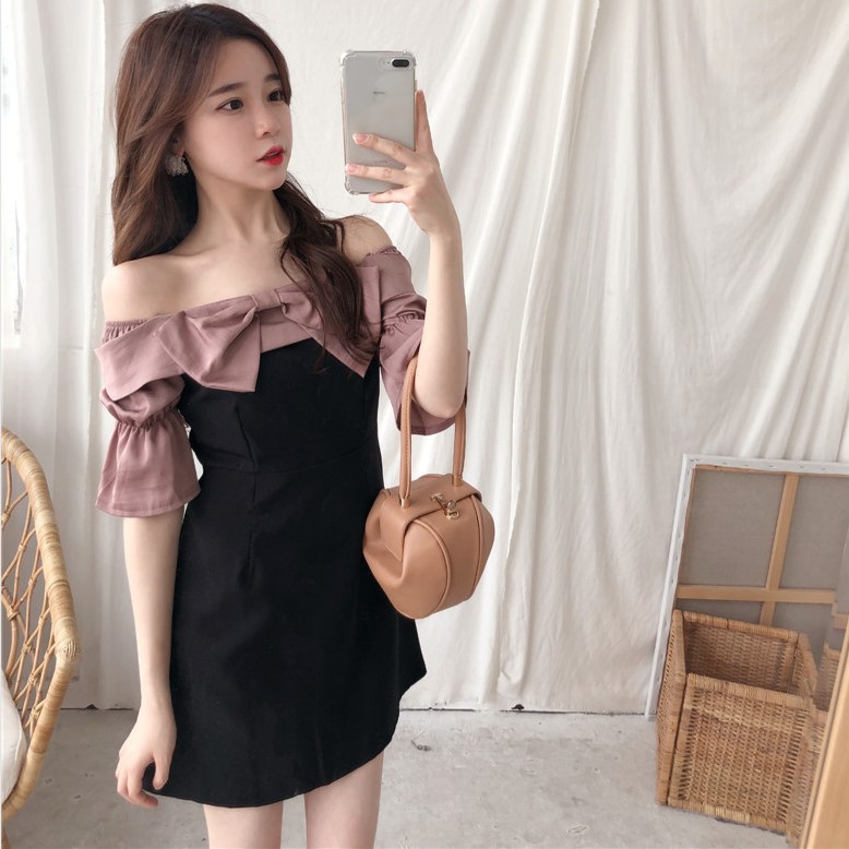 Đầm chữ a trễ vai mini Emilyshop