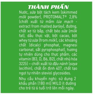 Sữa milo 180ml lốc 4 hộp