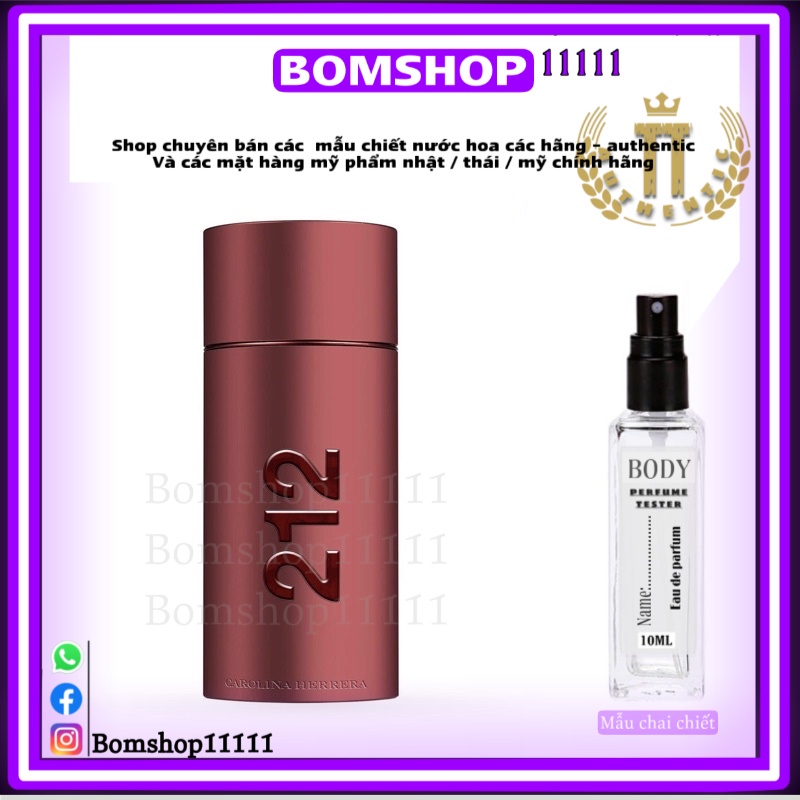 Mẫu thử nước hoa carolina herrera 212 sexymen 10ml dạng xịt -bomshop11111 | BigBuy360 - bigbuy360.vn