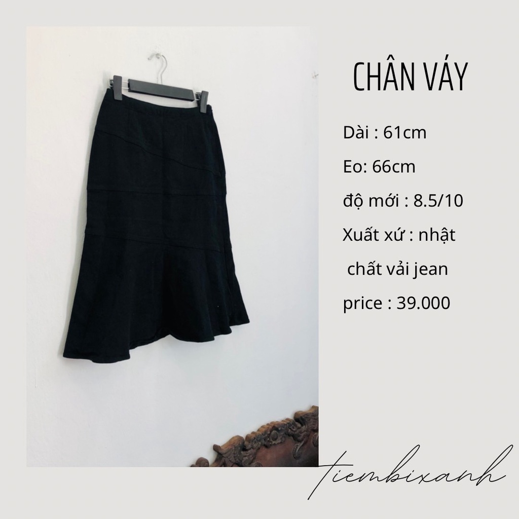 2hand - Chân váy chữ A đuôi cá chất liệu jean màu đen  - CV327 - tiembixanh
