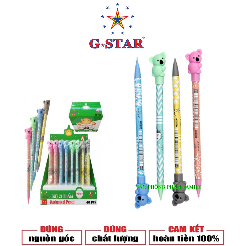 Combo 5 cây viết chì bấm hình gấu trúc G-STAR ngòi 0.5mm Bút chì nhỏ gọn, có tính ứng dụng cao và màu viết đẹp