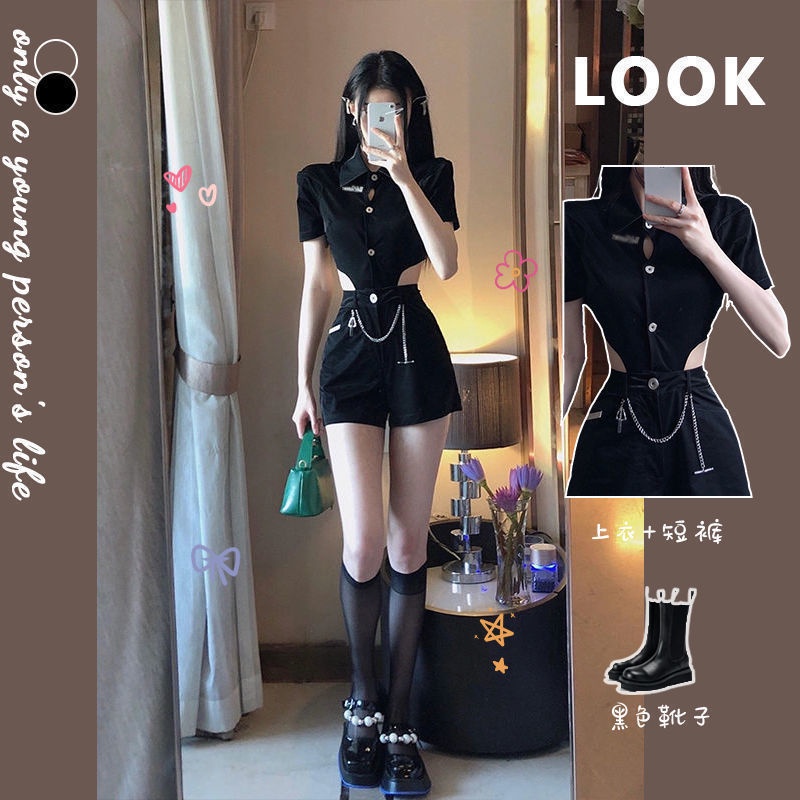 Bộ Trang Phục Hai Mảnh Gồm Áo Dáng Ngắn Và Quần Short Lưng Cao Phong Cách Thời Trang Mùa Hè Hàng Mới 2022 Dành Cho Bạn Nữ