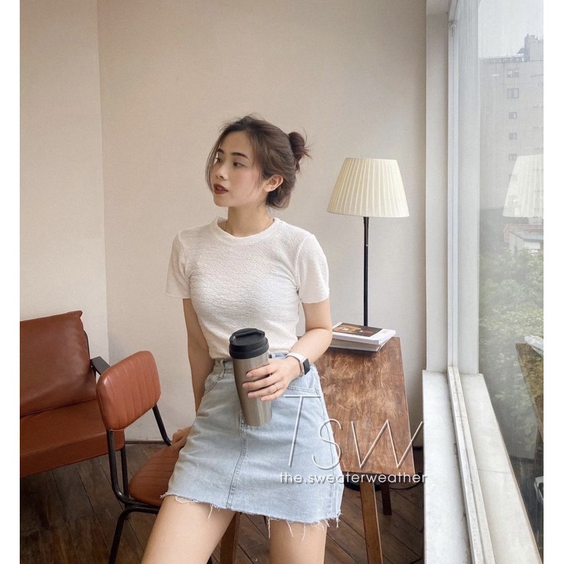 Chân váy jeans sweater weather