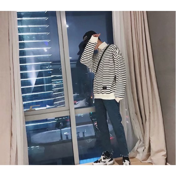Áo nỉ nam, cổ tròn, dài tay, phong cách Hàn Quốc, dễ kết hợp, phù hợp cho mùa thu, trẻ trung năng
