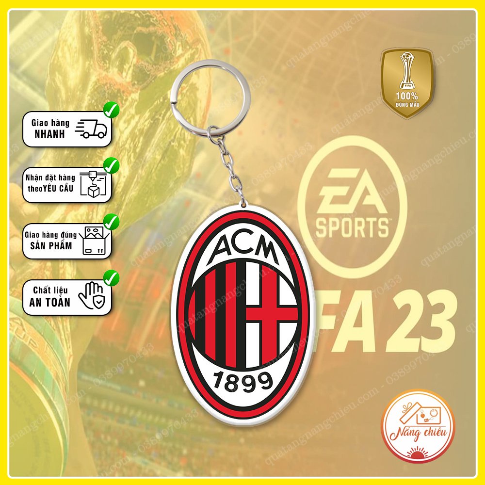 Móc Khóa Mica In Logo CLB Bóng Đá | Manchester, Bayern, Chelsea, Juventus, Arsenal, Barcelona, AC Milan