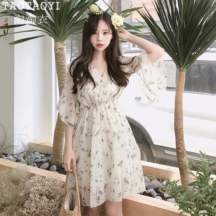 (ẢNH THẬT) Đầm dự tiệc VÁY HOA NHÍ tay lỡ cổ V siêu chất | BigBuy360 - bigbuy360.vn