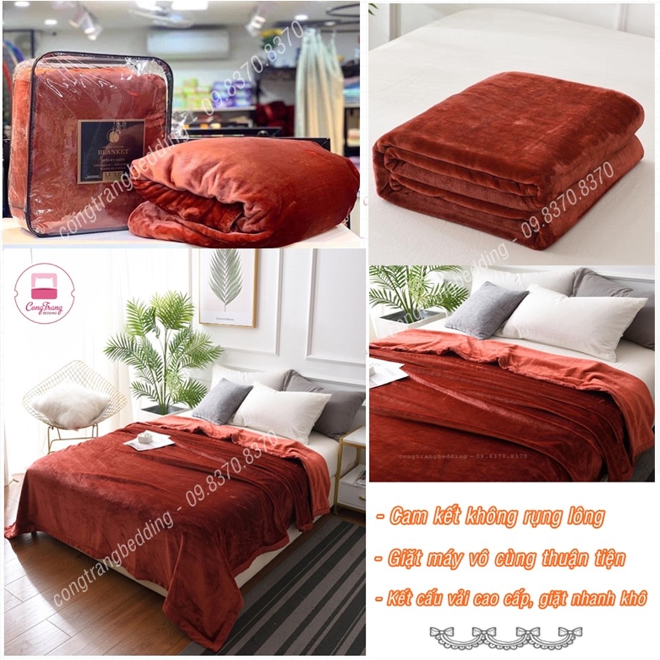 Chăn lông tuyết Blanket 2kg5 nhập khẩu kèm túi đựng  - siêu mềm mịn, siêu ấm (Kích Thước 2m x 2m3)