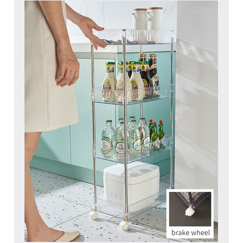 Giá Đựng Đồ Trang Điểm Trong Suốt Có Bánh Xe Đẩy Sắp Xếp Gọn Gàng Cho Nhà Bếp Nhà Tắm