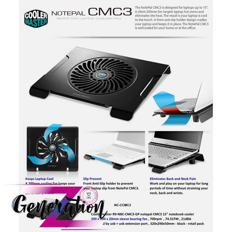 Đế tản nhiệt Laptop Cooler Master NOTEPAL CMC3