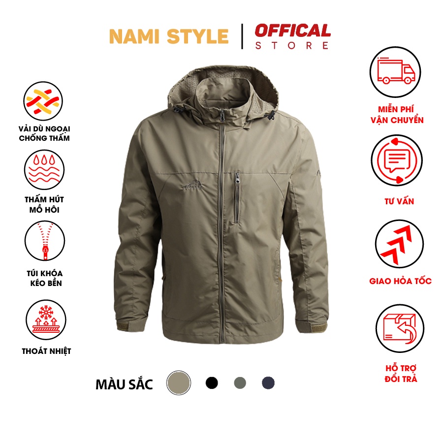 Áo khoác gió nam, chống nắng mưa, chất vải dù ngoại xịn đẹp-AK02
