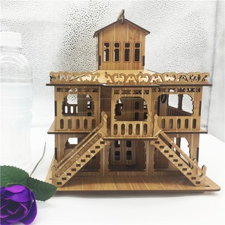 Đồ chơi lắp ráp gỗ 3D Mô hình Biệt Thự Châu Âu - Tặng kèm đèn LED USB trang trí