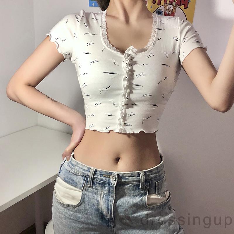 Áo Thun Nữ Tay Ngắn In Họa Tiết