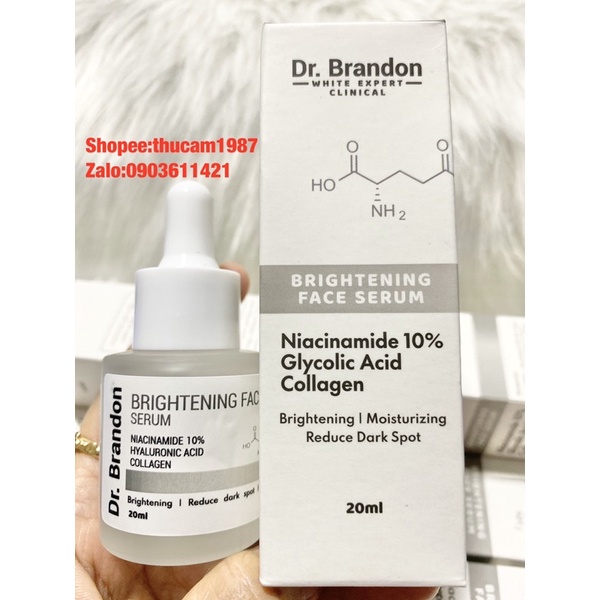 Serum Niacinamide 10% Dr.brandon Brightening Face collagen trắng da,mờ vết thâm đen,đốm đen 20ml.