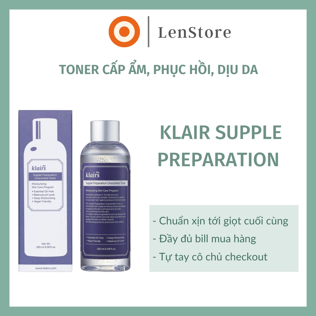 Nước hoa hồng không mùi cấp ẩm, dịu da Klair 180ml