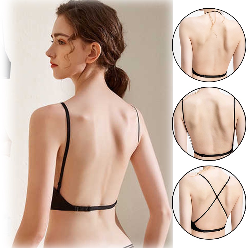 Áo Lót Chữ U Không Đường May Vải Lụa Lạnh Mềm Mại Phối Dây Có Thể Tháo Rời Thời Trang Quyến Rũ Cho Nữ