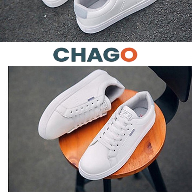 Giày thể thao nam CHAGO, giày sneaker với thiết kế nền trắng phối gót ghi rất trẻ trung - mã số: GTT098