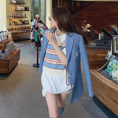 Xiaozhainv Áo Dệt Kim Sát Nách Cổ Chữ V Họa Tiết Trái Tim Thời Trang Xinh Xắn | BigBuy360 - bigbuy360.vn