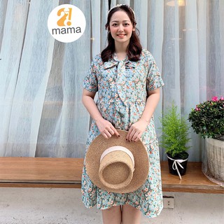Váy bầu thiết kế hoa nhí cổ thắt nơ 2MAMA V01