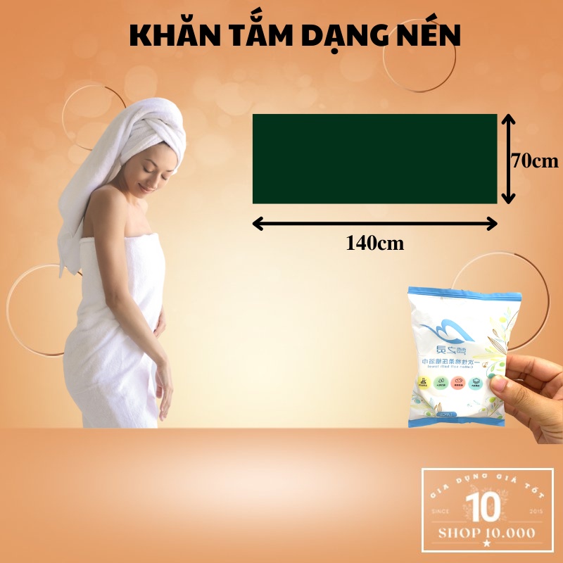 Khăn tắm du lịch, khăn nén dùng 1 lần chất cotton dạng viên kích thước140x70cm (KTN147)