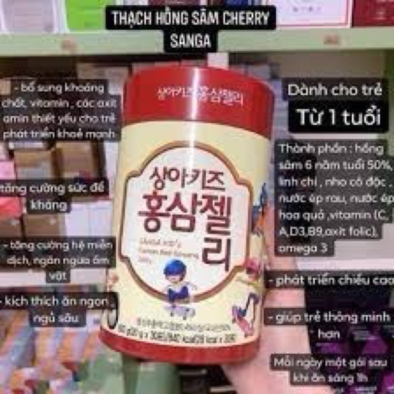 Thạch Hồng Sâm Baby Sanga Hàn Quốc Cho Bé - HŨ 30 GÓI * 20gr