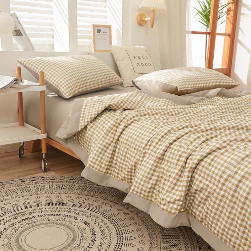 Bộ chăn ga và vỏ gối Mùa Decor - Cotton tc chăn chần nâu be | BigBuy360 - bigbuy360.vn