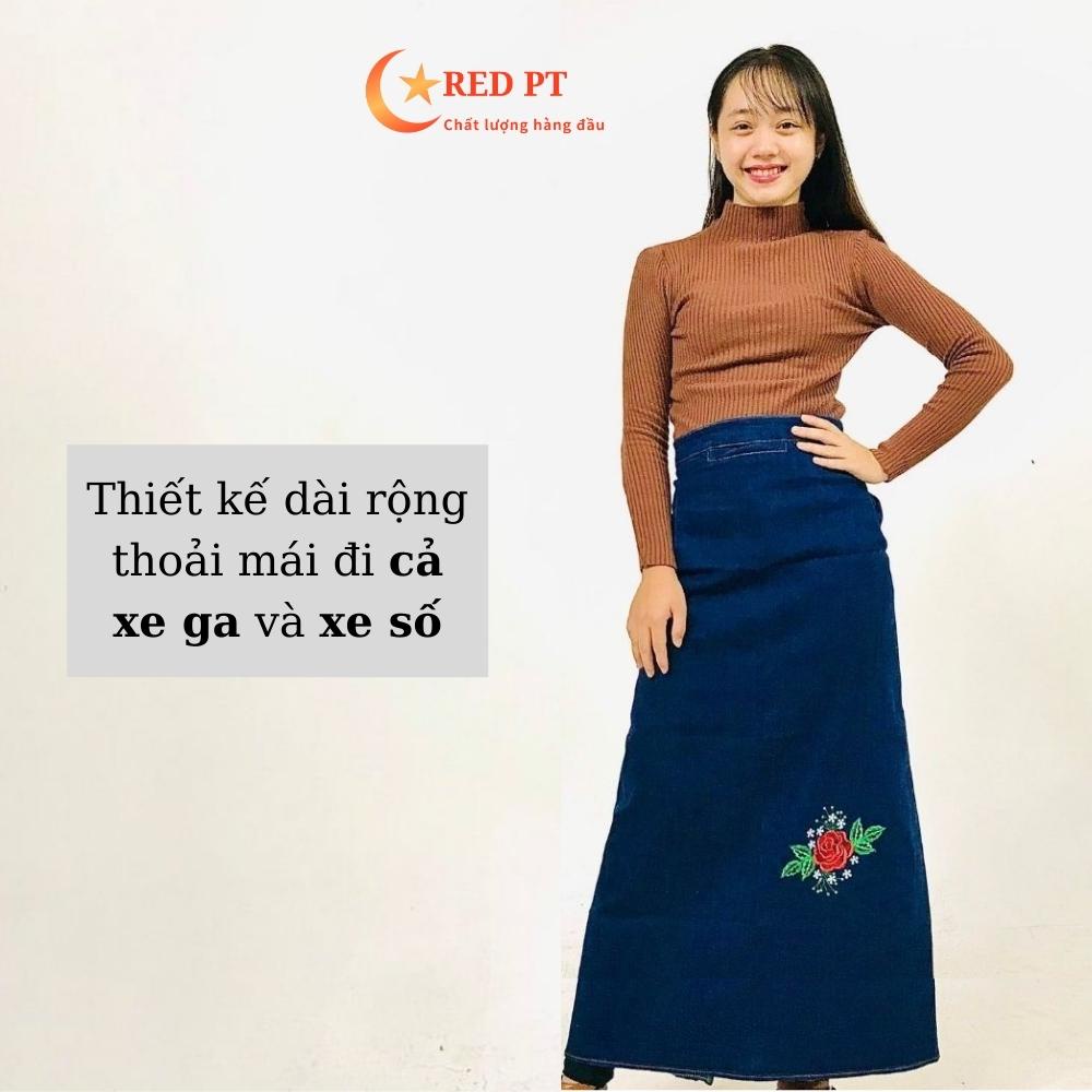 Váy chống nắng, váy chống nắng jean nút bấm RED PT