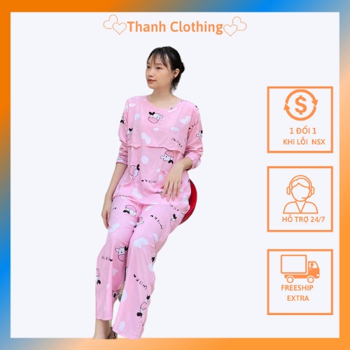 Bộ lanh dài sau sinh, lật ngực cho con ti tiện lợi, thoáng mát