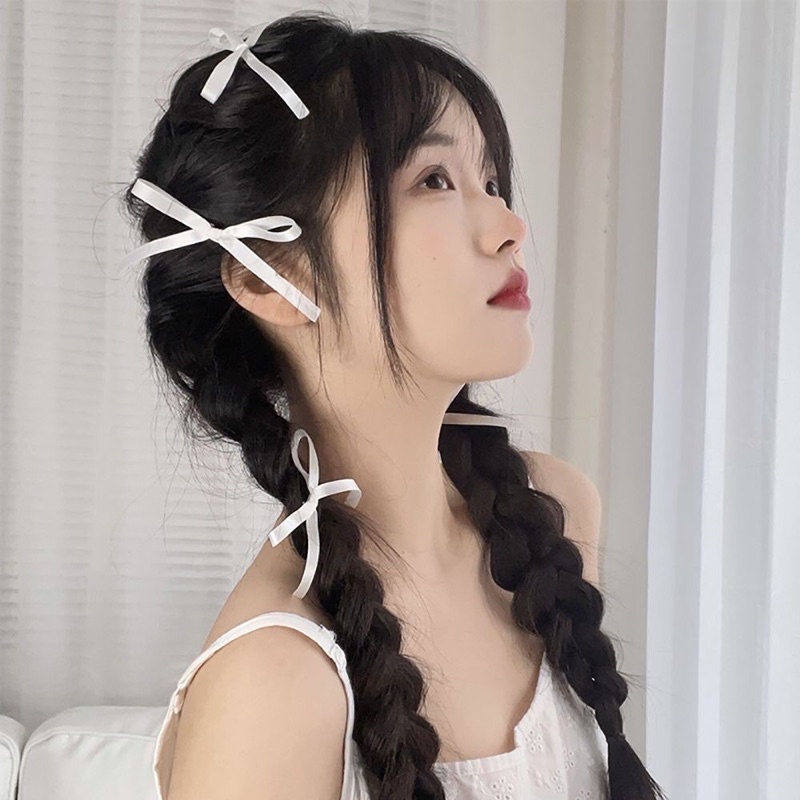 Set 6 kẹp tóc nơ trắng phong cách Hàn Quốc mã QD 101