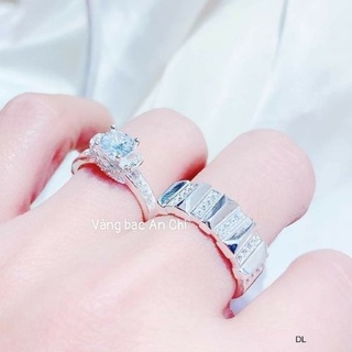Quà 8 3, nhẫn đôi tình nhân nhẫn cặp bạc đính đá cubic ACJM105W85