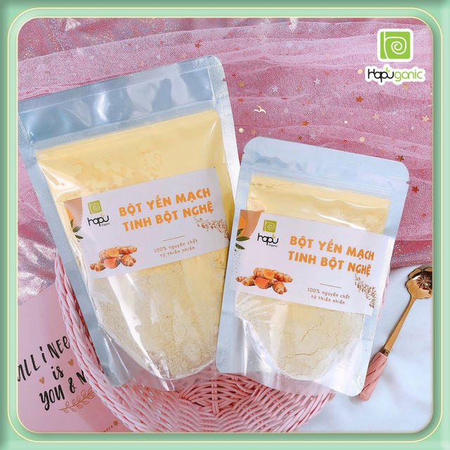 Bột Yến Mạch Tinh Bột Nghệ Nguyên Chất HaPu Organic Mặt Nạ Bột Thiên Nhiên Trắng Da Mờ Thâm Nám