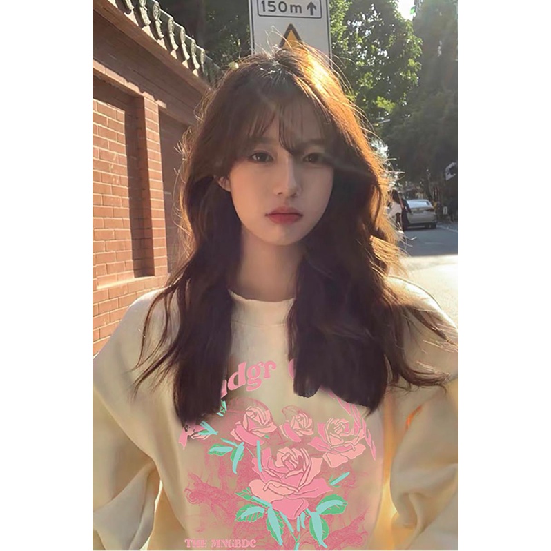 NRVP Áo Thun Tay Dài Oversize In Họa Tiết Phong Cách Hàn Quốc Thời Trang Cho Nam Và Nữ