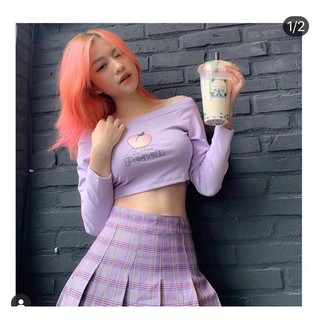 🤡Áo Croptop Bẹt Vai Peach