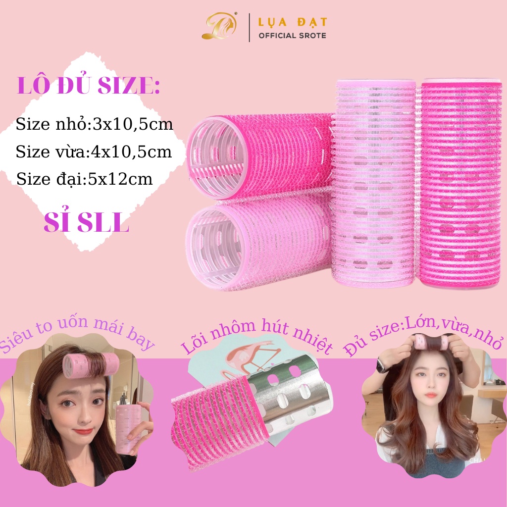 [Sỉ SLL] Lô Cuốn Tóc Hàn Quốc Lõi Nhôm 12cm siêu to tự dính uốn mái bay-Đủ Size Nhỏ-Vừa-Đại