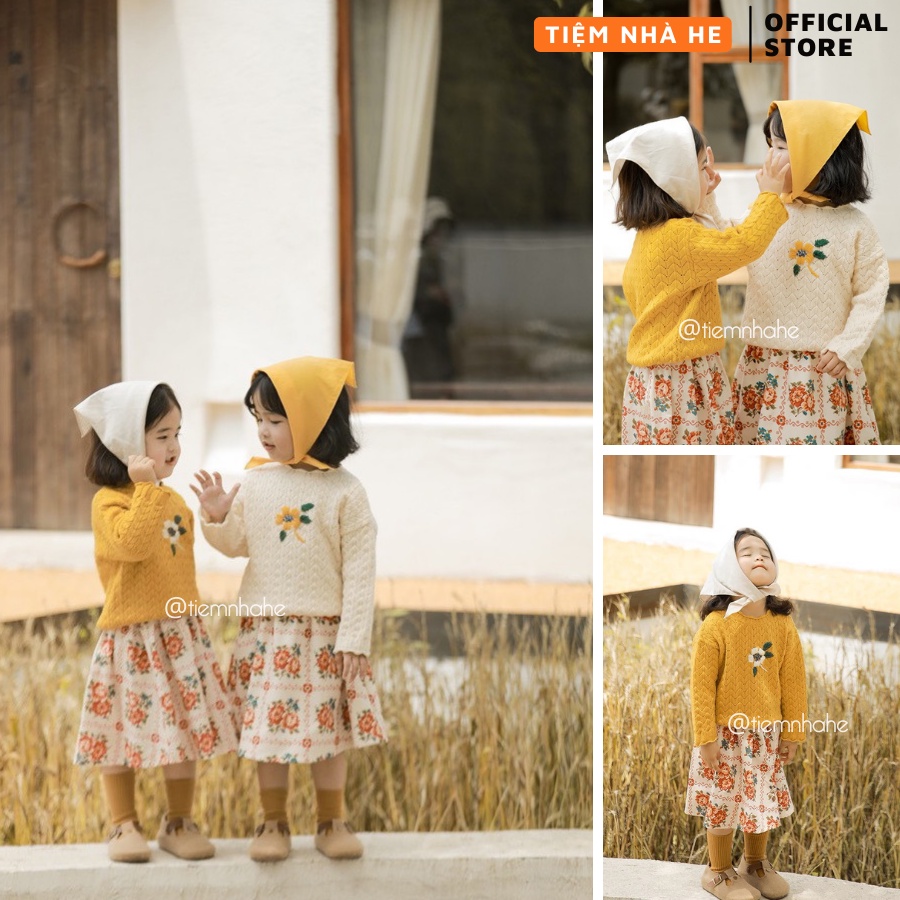 Khăn Bandana Màu Trơn Đội Đầu Cho Bé Gái Turban Quàng Cổ Tiệm Nhà He size 50x50cm