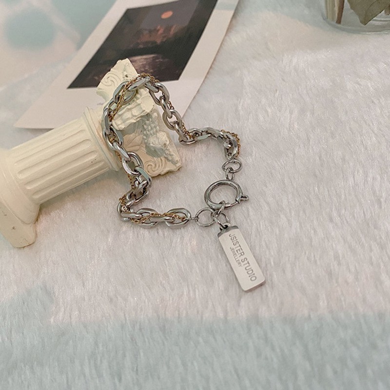 Vòng Tay Mặt Chữ Bằng Thép Titan Thời Trang Hàn Quốc Đơn Giản 23541