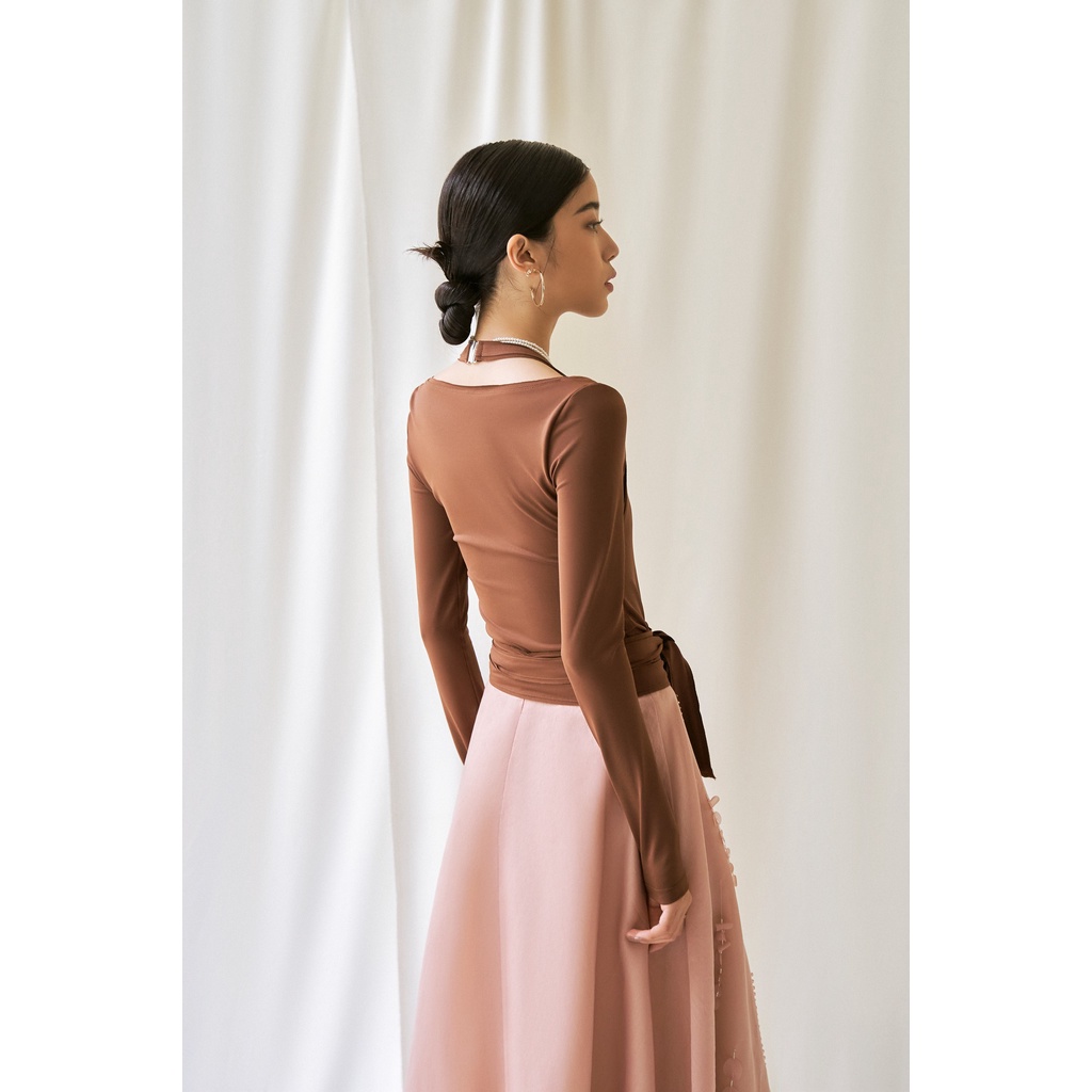 MAVEN - Bodysuit nâu khoét vai tay dài Heize