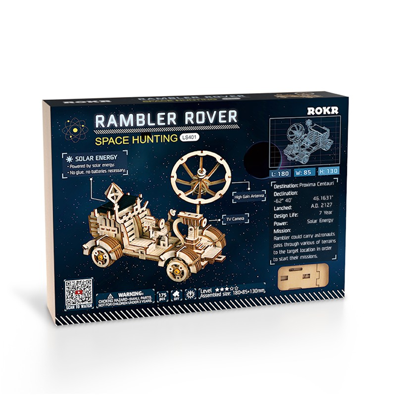 Đồ Chơi Lắp Ráp Bằng Gỗ 3D Robotime Mô Hình Xe Chạy Bằng Năng Lượng Mặt Trời Rambler Rover LS401