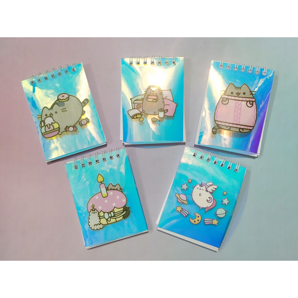 Sổ lò xo hologram pusheen LXH2 sổ lò xo anh đào chó mèo