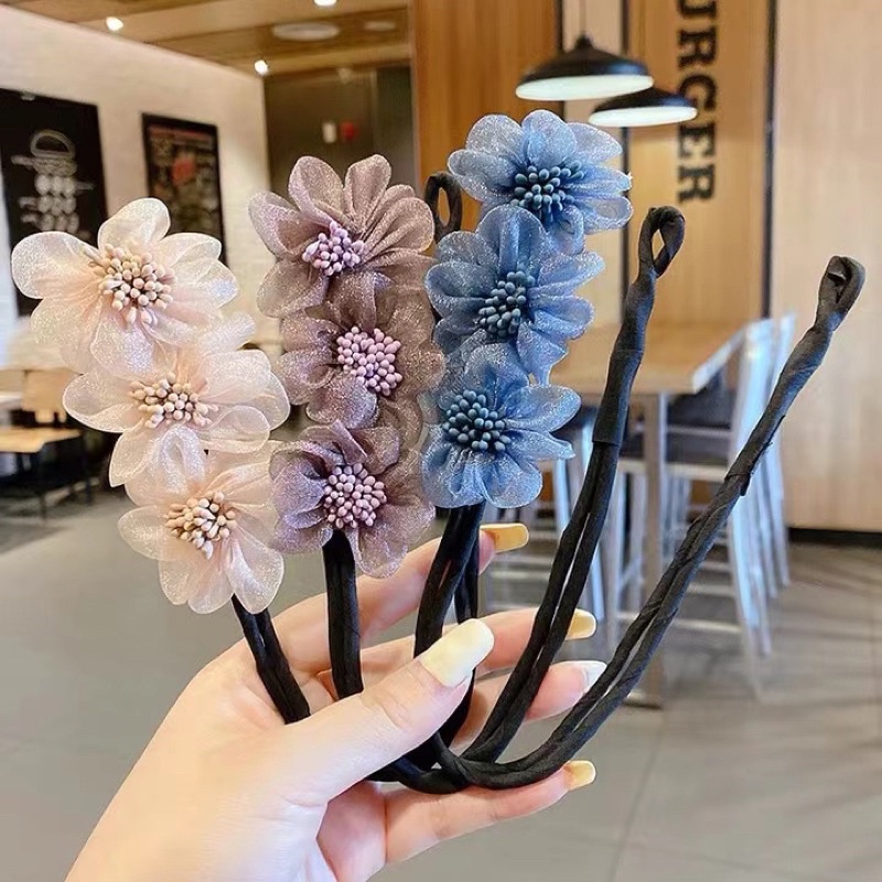 Thanh búi tóc hoa trà 3D phụ kiện buộc tóc nổi bật xinh đẹp