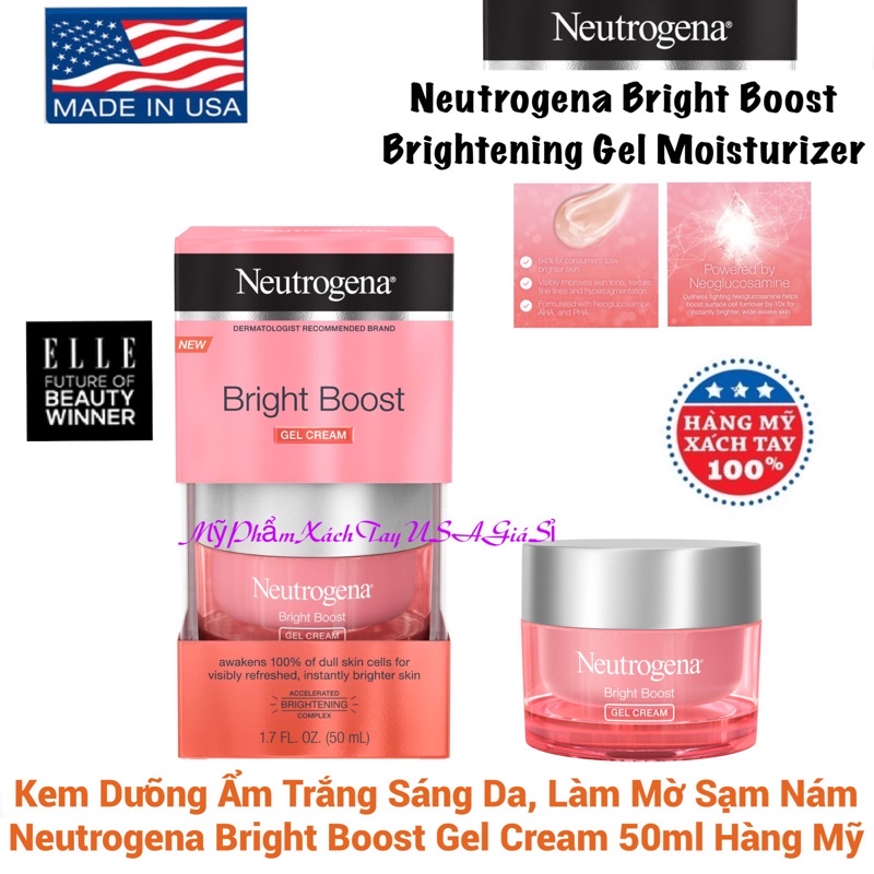 Kem Dưỡng Trắng da Neutrogena Bright Boost Gel Cream 50ml Nhập Khẩu USA