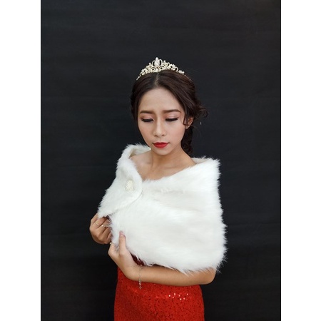 Khăn Choàng Lông Cô Dâu Cúc Đính Hạt Chai 120 Số 4 | BigBuy360 - bigbuy360.vn