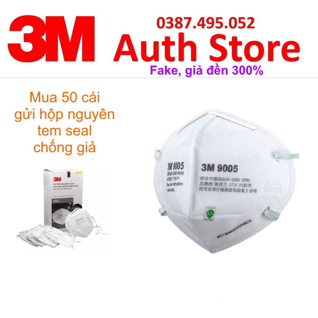 Khẩu trang 3M 9005 N90 KN90 P1 FFP1 lọc 90% bụi mịn PM2.5 đeo gáy không van thở lọc khí chính hãng chống dịch